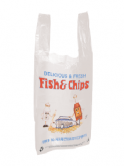 High Density Fish & Chip Design Vest Carrier Bags